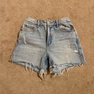 Distressed Light Blue Denim Shorts